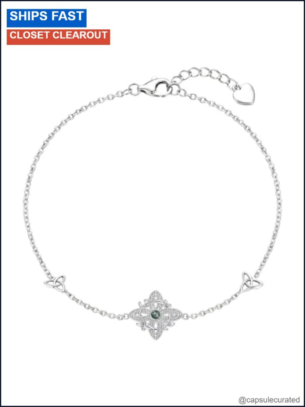 925 Sterling Silver Celtic Knot Bracelet Adjustable Chain Gift for Women Mom